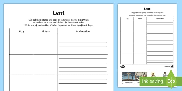 Lent Worksheet Worksheet Australia Lehrer Gemacht