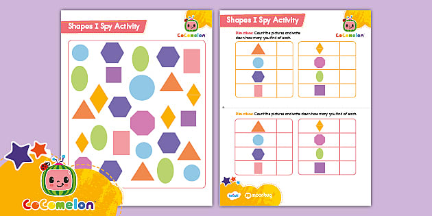 FREE CoComelon Shapes I Spy Activity Teacher Made