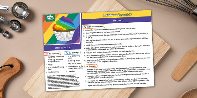 Rainbow Cupcake Recipe Twinkl Party Professor Feito