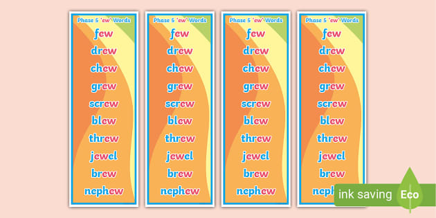 Phase Ew Word Bookmarks Phonics Teacher Made