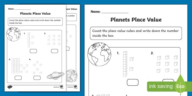 FREE Planets Place Value Activity Sheet Twinkl