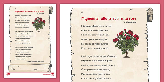 Mignonne Allons Voir Si La Rose Po Me De Ronsard