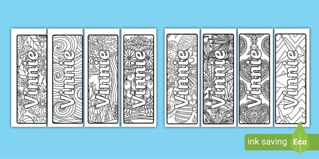 FREE Vinnie Mindfulness Name Colouring Bookmarks Twinkl