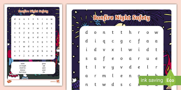 Bonfire Night Safety Word Search Bonfire Night Twinkl