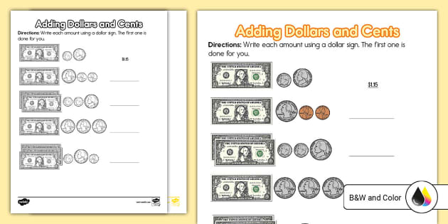 Adding Money Worksheet Financial Literacy Twinkl USA