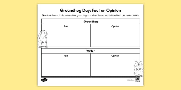 Fact Or Opinion Groundhog Day Activity Sheet Twinkl Usa