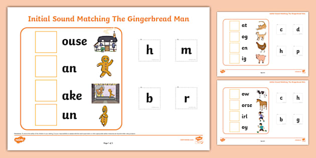 Initial Sound Matching The Gingerbread Man Professor Feito