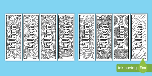 FREE Lillian Mindfulness Name Colouring Bookmarks