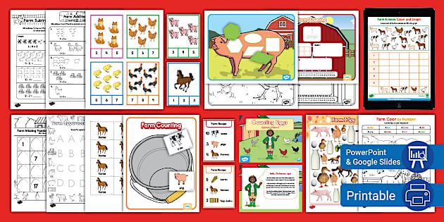 Farm Math Activity Pack For Pk K Hecho Por Educadores