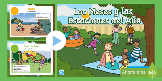 PowerPoint Meses Estaciones Año Festividades teacher made