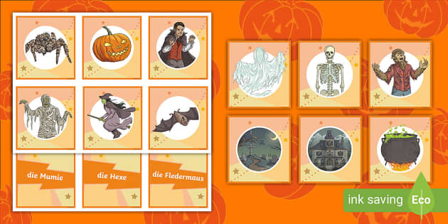 German Halloween Matching Cards Professor Feito