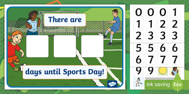 FREE Sports Day Countdown Display Poster Profesor Hizo