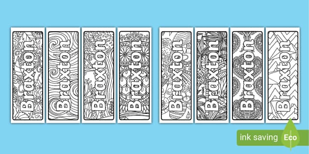 FREE Braxton Mindfulness Name Colouring Bookmarks