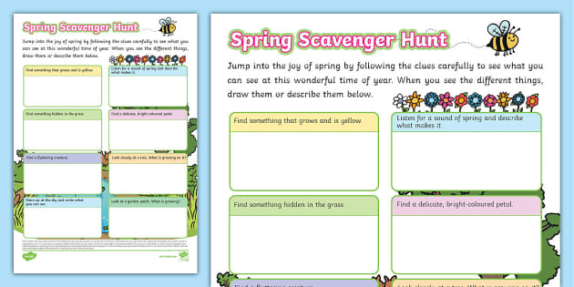 Spring Scavenger Hunt Worksheet L Enseignant A Fait