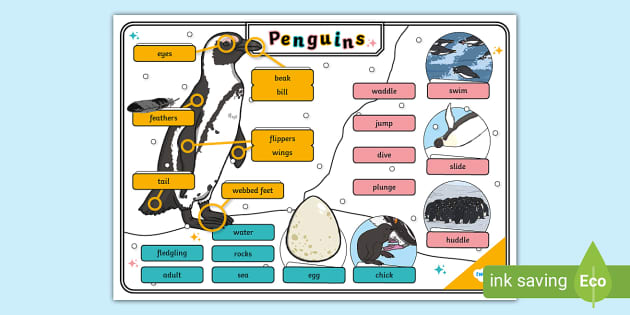 Penguins Word Mat Teacher Made Twinkl