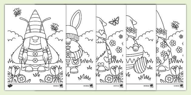 Spring Gonks Colouring Pages Lehrer Gemacht Twinkl