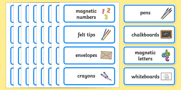 Editable Writing Area Resource Labels Blue Border Class Areas