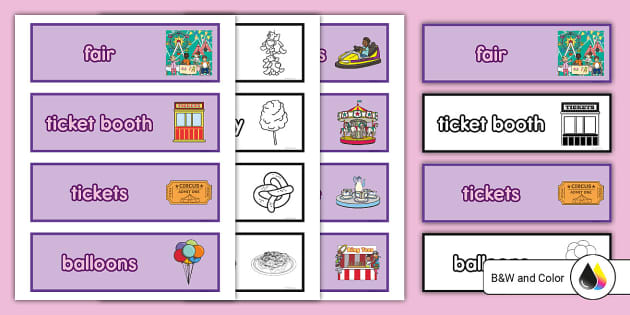 Fairgrounds Dramatic Play Word Cards L Enseignant A Fait