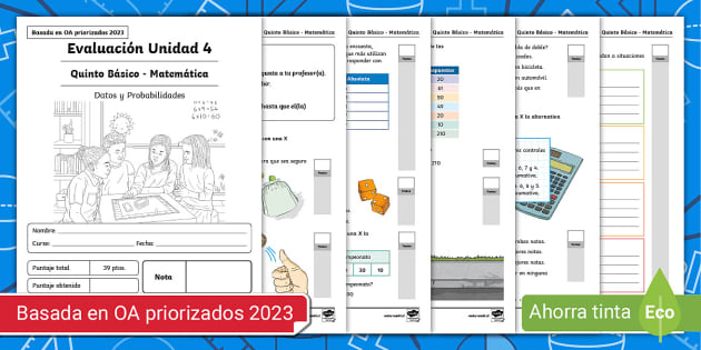 Evaluación 5º básico Unidad 4 Matemática Twinkl