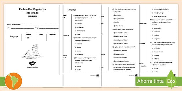 Examen Diagn Stico To Grado Lenguaje Y Comunicaci N