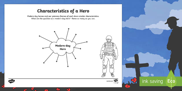 Characteristics Of A Hero Worksheet Worksheet Twinkl