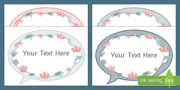 New Under The Sea Themed Editable Speech Bubble Display