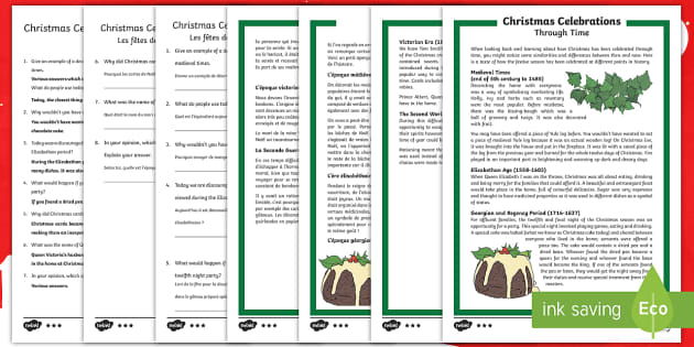 Christmas Celebrations Through Time Differentiated Reading Comprehension