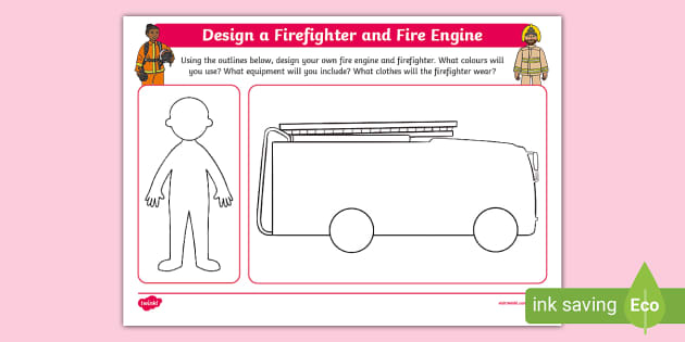 Design A Firefighter And Fire Engine Activity Teacher Made