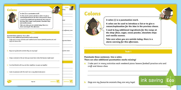 Colons Activity Sheets Hecho Por Educadores Twinkl