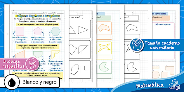 Polígonos Regulares Irregulares Geometría Matemáticas