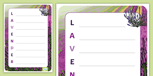 New Lavender Acrostic Poem Template Professor Feito