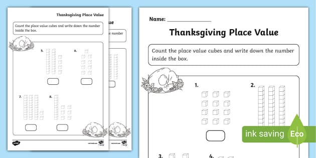 FREE Thanksgiving Place Value Activity Sheet Twinkl