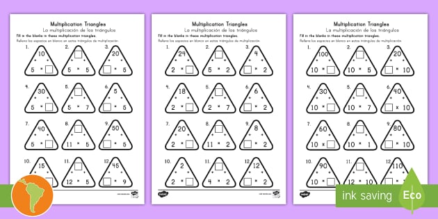 Multiplication Triangles Worksheet To Times Tables