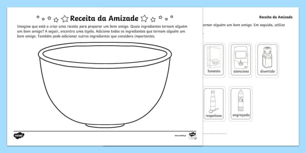 Atividade Receita Da Amizade Hecho Por Educadores Twinkl