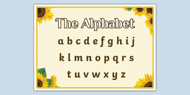 Sunflower Themed Alphabet Display Poster Teacher Made