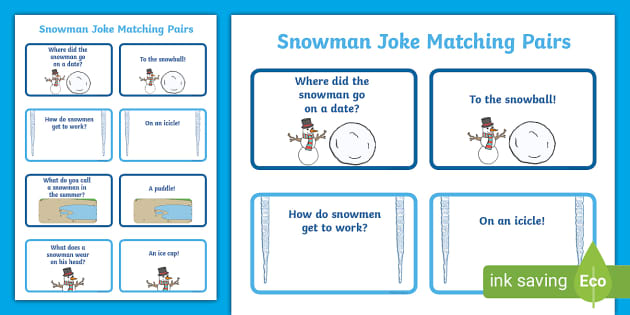 Snowman Joke Matching Pairs Teacher Made Twinkl