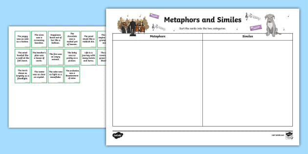 Metaphor And Simile Matching Cards L Enseignant A Fait