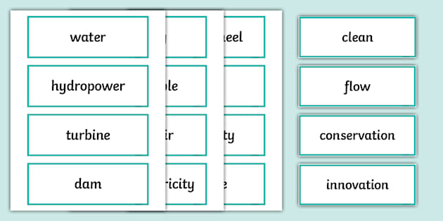 Hydropower Word Cards Hecho Por Educadores Twinkl