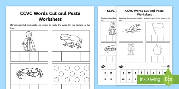 CCVC Cut And Paste Worksheet Worksheet Lehrer Gemacht