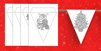 Christmas Themed Mindfulness Colouring Bunting - christmas, mindfulness, colouring, bunting