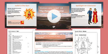 Romeo and Juliet Lesson Pack 8: The Power of a Name - Romeo and Juliet, balcony, metaphor, hyperbole