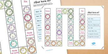 Juego de mesa ¿Qué hora es? - decir la hora, tell the time, what time is it, qu