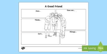 Year 3 Good Friend Activity Sheet - first week back, new school term, all about me, friendship, PSCHE, worksheet