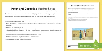 Peter and Cornelius Teacher Guide - Northern Ireland Curriculum RE Reconciliation Peter Cornelius Jew Gentile sectarianism