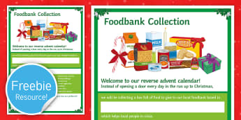Foodbank Reverse Advent Calendar Display Poster  - Food Bank, foodbank, hunger, charity, volunteer, community, food parcels, crisis.