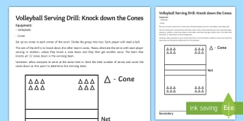 Volleyball: Knock Down the Cones Serving Drill - PE, KS3, KS4, Volleyball, Serving