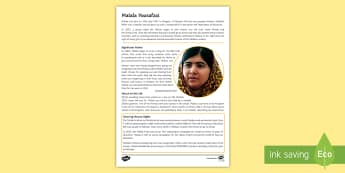 Malala Yousafzai Fact File - rights, responsibilities, legal rights, moral rights, legal responsibilities, moral responsibilities