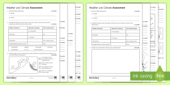Weather and Climate End of Topic Assessment - Weather, Climate, Assessment, Test, Revision, National Curriculum