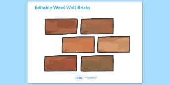 Editable Word Wall Bricks (Small) - Word Wall, editable, brick, bricks, words, keywords, banner, poster, wow words, VCOP, adjectives, nouns, display words