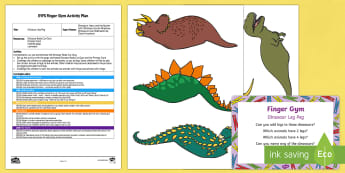 EYFS Dinosaur Leg Peg Finger Gym Plan and Resource Pack - Harry and the Bucketful of Dinosaurs, Ian Whybrow, peg, funky fingers,  prehistoric, triceratops, Ty